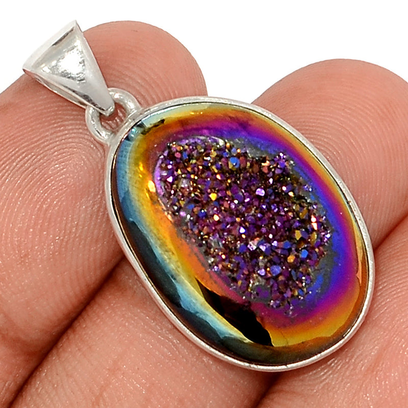 1.3" Titanium Window Druzy Pendants - TWDP944