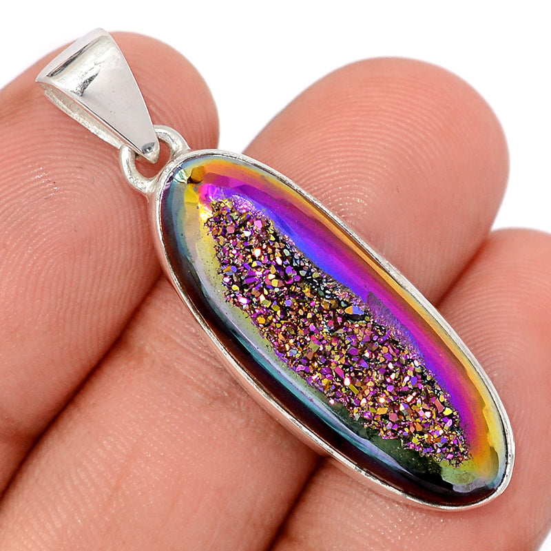 1.6" Titanium Aura Druzy Pendants - TWDP948