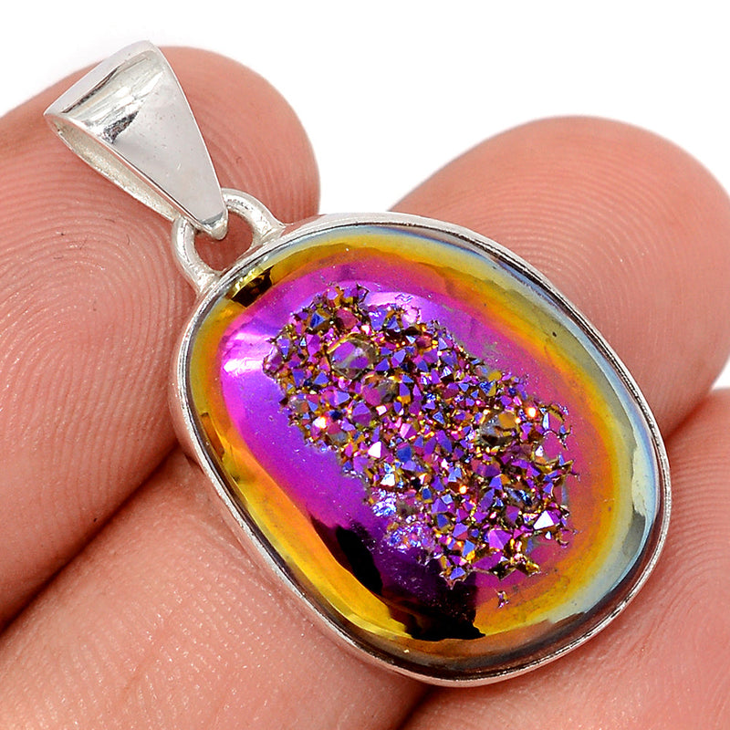 1.3" Titanium Aura Druzy Pendants - TWDP949