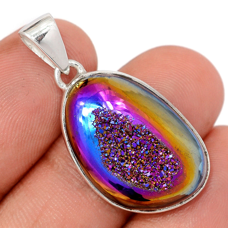 1.3" Titanium Aura Druzy Pendants - TWDP950