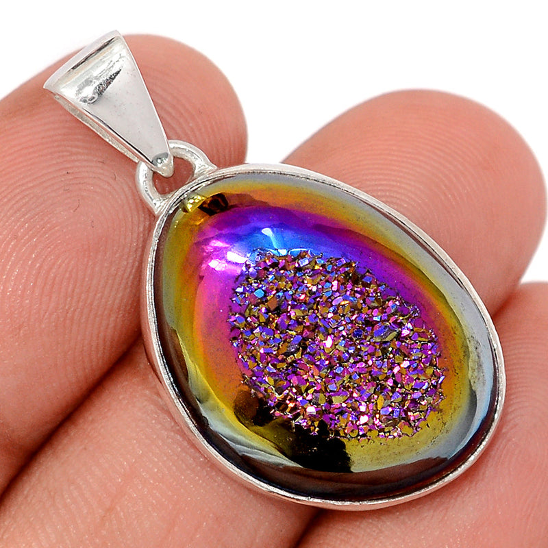 1.3" Titanium Aura Druzy Pendants - TWDP951