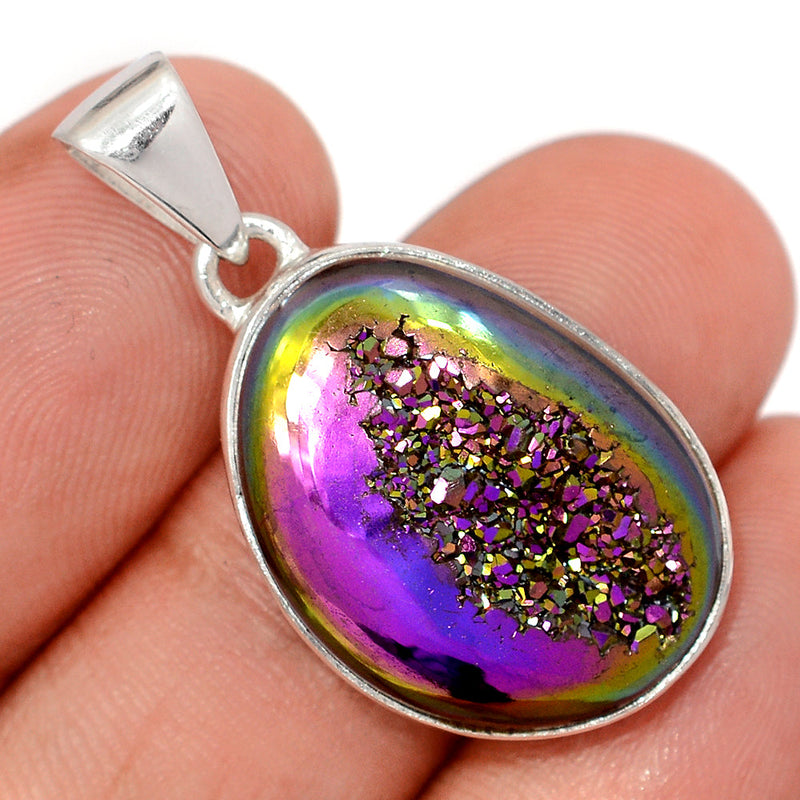 1.3" Titanium Aura Druzy Pendants - TWDP953