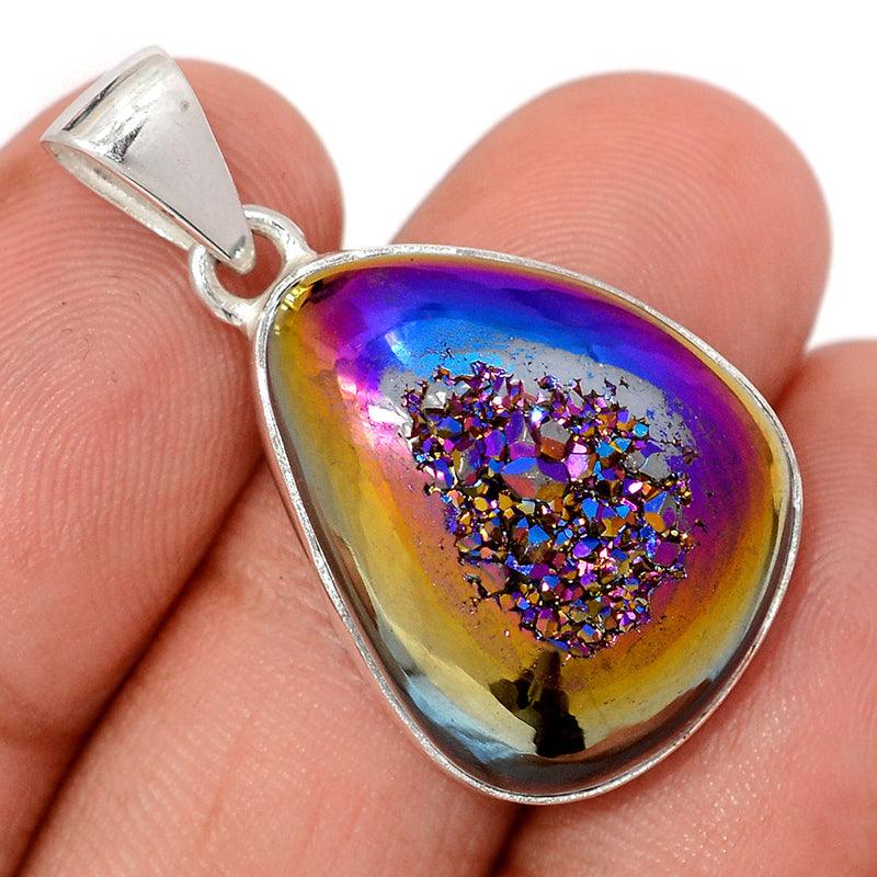 1.3" Titanium Aura Druzy Pendants - TWDP954