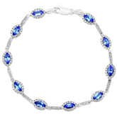 3*6 MM Marquise - Tanzanite Faceted With CZ Bracelets - TZB1065