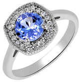 6*6 MM Round - Tanzanite Faceted With CZ Ring - TZR1001