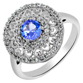 5*5 MM Round - Tanzanite Faceted With CZ Ring - TZR1002