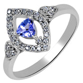 4*4 MM Trillion - Tanzanite Faceted With CZ Ring - TZR1004