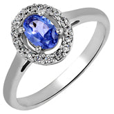 6*4 MM Oval - Tanzanite Faceted With CZ Ring - TZR1009
