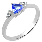 5*5 MM Trillion - Tanzanite Faceted With CZ Ring - TZR1010