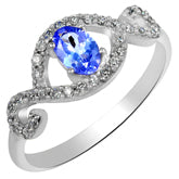 6*4 MM Oval - Tanzanite Faceted With CZ Ring - TZR1013