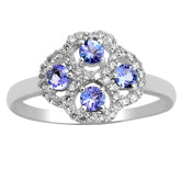 3*3 MM Round - Tanzanite Faceted With CZ Ring - TZR1042
