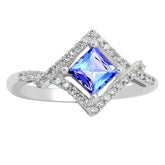 5*5 MM Square - Tanzanite Faceted With CZ Ring - TZR1063