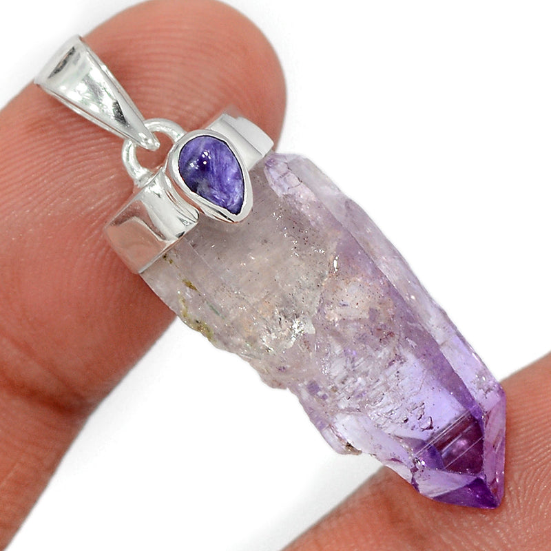 1.6" Vera Cruz Amethyst Crystal & Charoite Pendants - VCAP176
