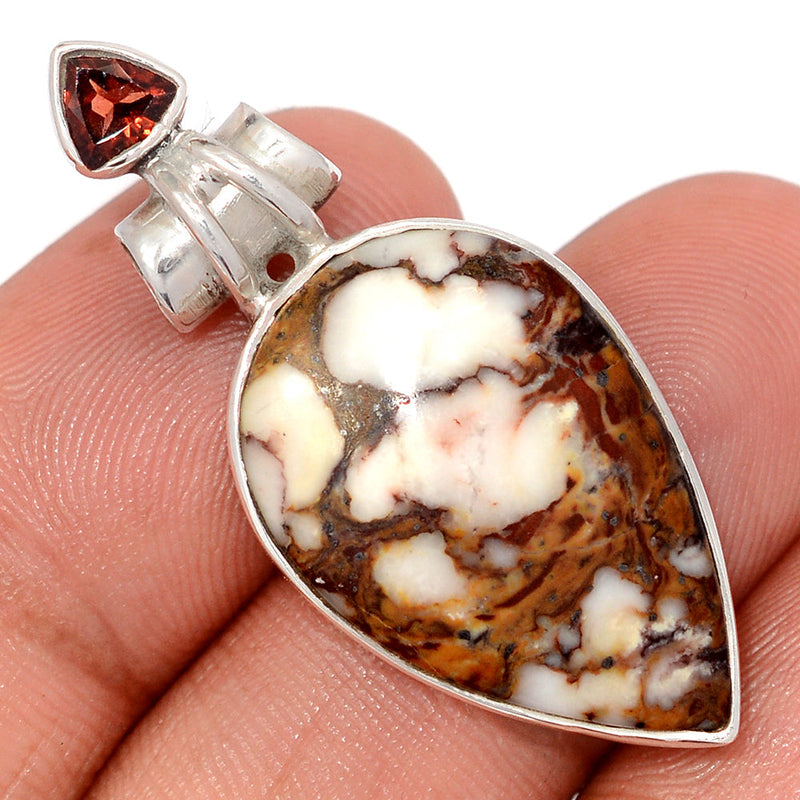 1.6" Wild Horse & Garnet Faceted Pendants - WLHP475