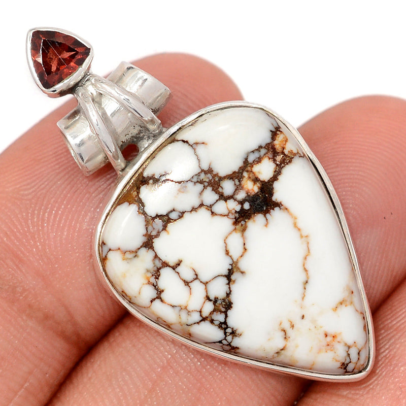 1.6" Wild Horse & Garnet Faceted Pendants - WLHP478