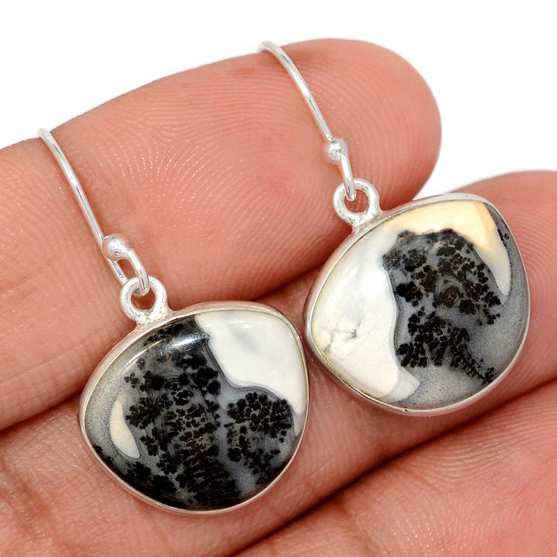 1.3" White Maligano Jasper Earrings - WMJE103