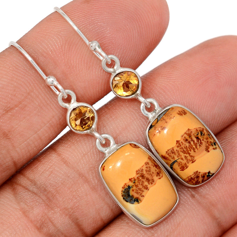 1.7" White Maligano Jasper & Citrine Earrings - WMJE105