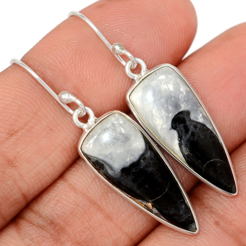 1.6" White Maligano Jasper Earrings - WMJE110