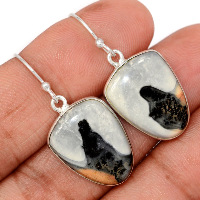 1.5" White Maligano Jasper Earrings - WMJE112
