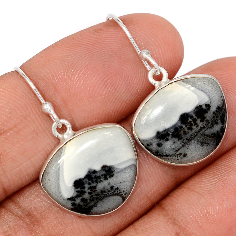1.3" White Maligano Jasper Earrings - WMJE114