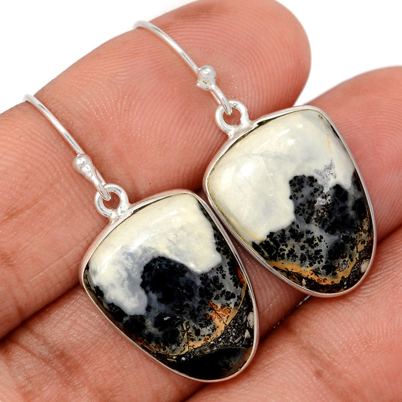 1.5" White Maligano Jasper Earrings - WMJE115
