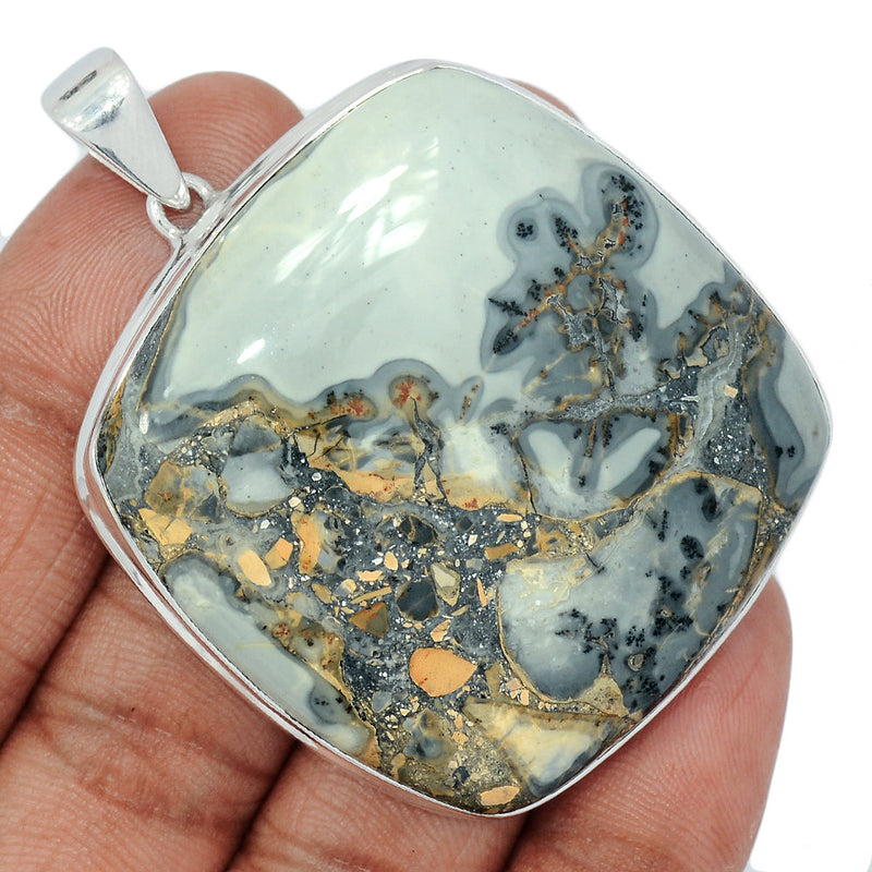 2.3" White Malingano Jasper Pendants - WMJP373