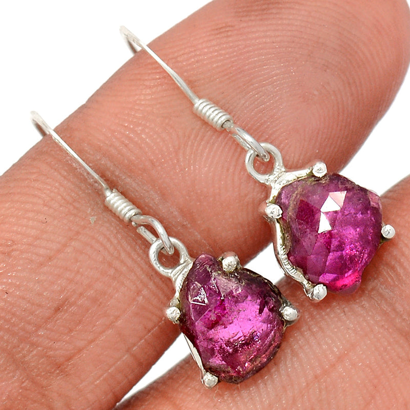 1.1" Claw - Watermelon Tourmaline Slice Faceted Earrings - WTFE3