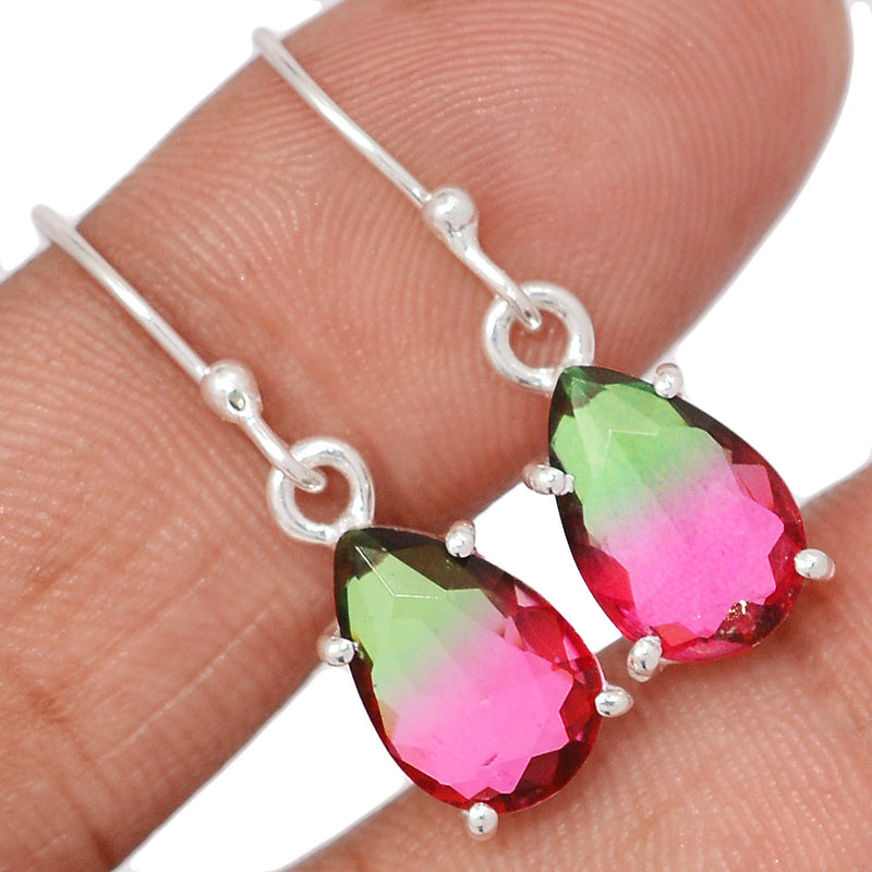 1.2" Claw - Treated Watermelon Tourmaline Quartz Earrings - WTQE11