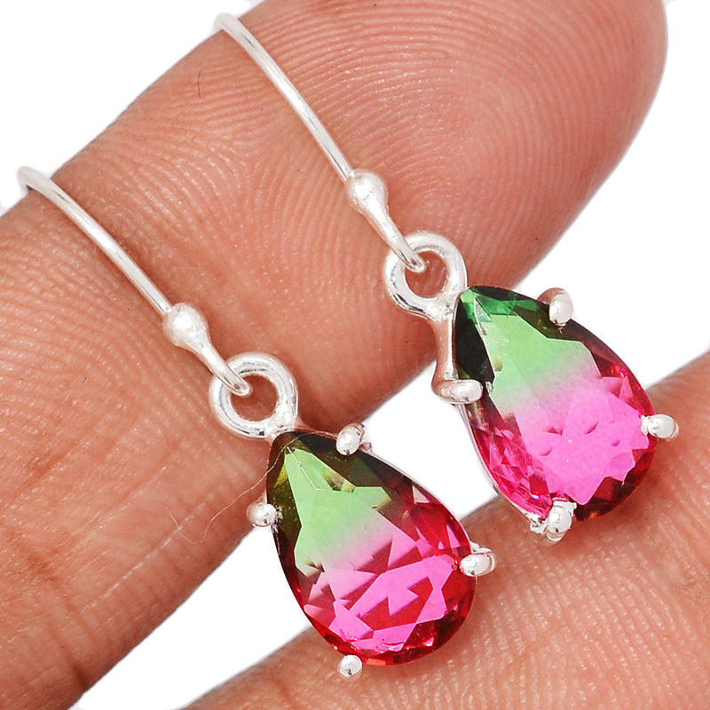 1.2" Claw - Treated Watermelon Tourmaline Quartz Earrings - WTQE9