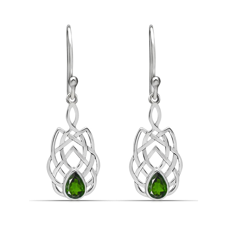 1.6" Celtic - Chrome Diopside Faceted Silver Earrings - CCE509-CDF Catalogue