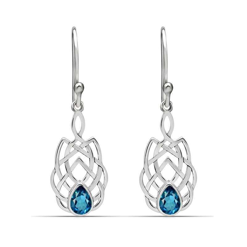 1.6" Celtic - London Blue Topaz Silver Earrings - CCE509-LBT Catalogue
