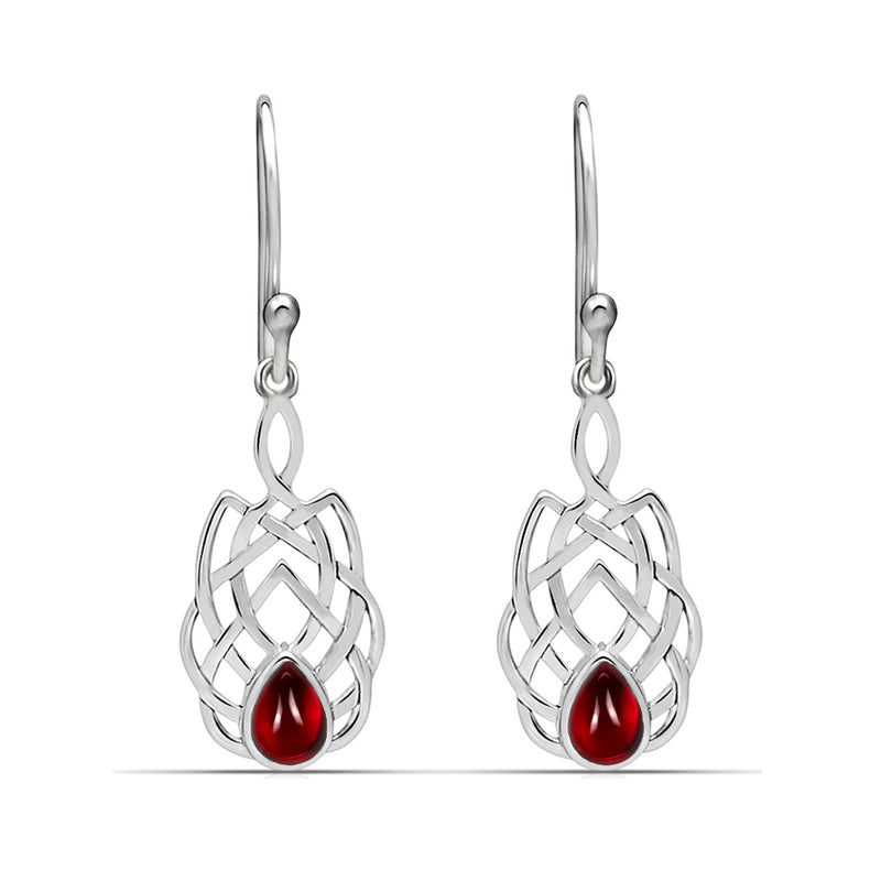 1.6" Celtic - Garnet Cabochon Silver Earrings - CCE509-GC Catalogue