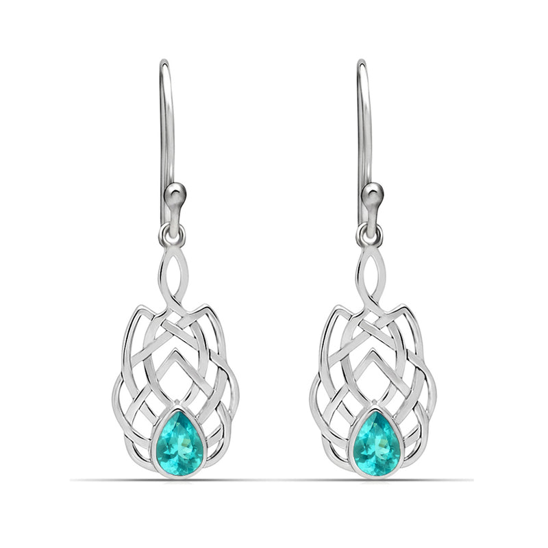 1.6" Celtic - Neon Blue Apatite Faceted Earrings - CCE509-NBF Catalogue