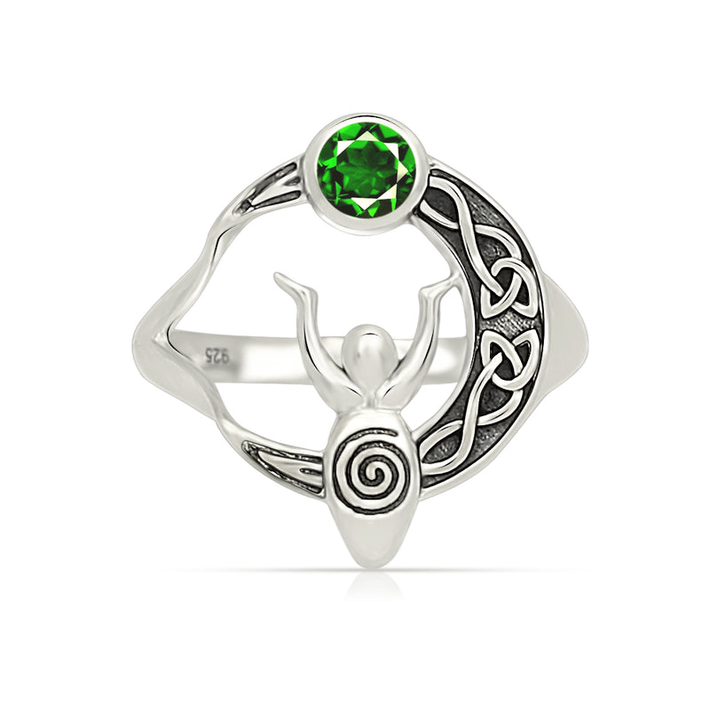 Celtic Goddess Moon - Chrome Diopside Faceted Ring - CCR502-CDF Catalogue