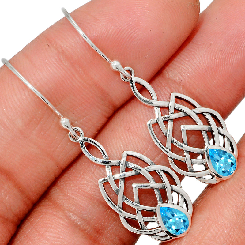 1.6" Celtic - Blue Topaz Silver Earrings - CCE509-BT Catalogue