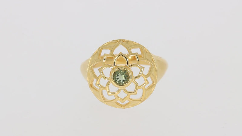 Lotus Design - 18k Gold Vermeil - Moldavite Faceted Ring - CCR510G-MDF Catalogue