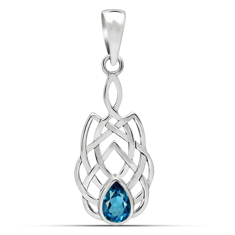 6*4 MM Pear - Celtic Design - London Blue Topaz Silver Pendants - CCP507-LBT Catalogue