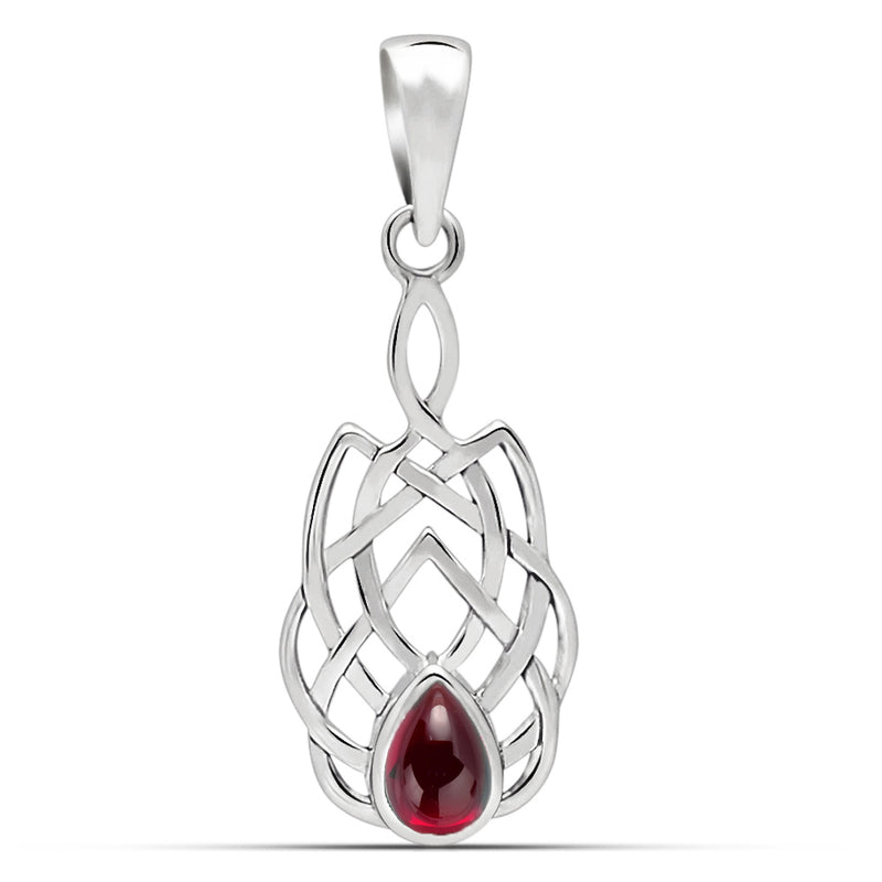 6*4 MM Pear - Celtic Design - Garnet Cabochon Silver Pendants - CCP507-GC Catalogue