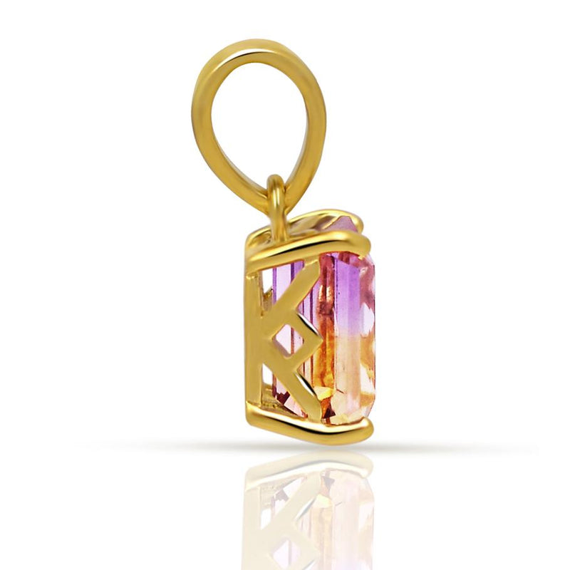 10*8 MM - Octo 14k Gold Plated Natural Ametrine - Faceted Pendants - A4