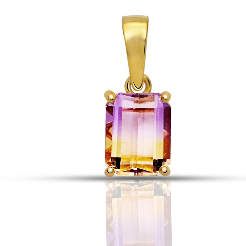 10*8 MM - Octo 14k Gold Plated Natural Ametrine - Faceted Pendants - A4