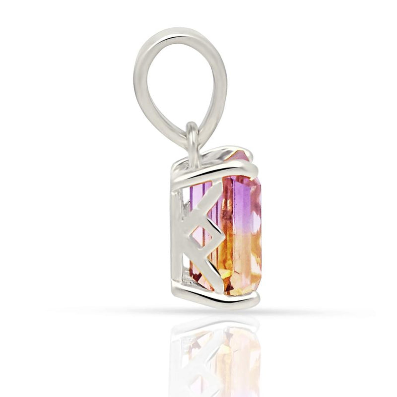 10*8 MM - Octo Rhodium Plated Natural Ametrine - Faceted Jewelry Pendants - A1