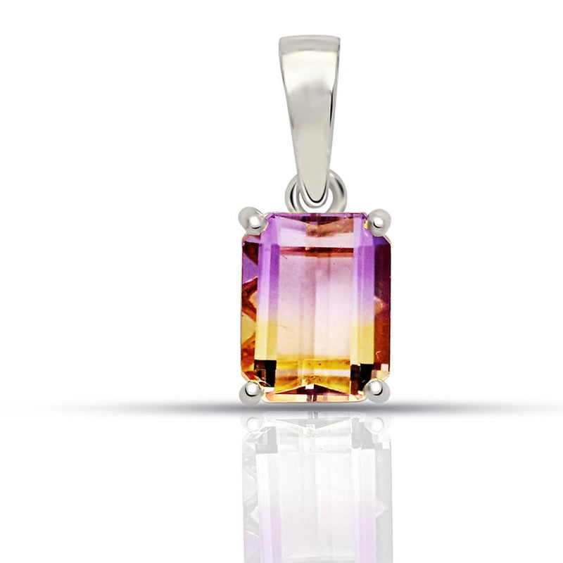 10*8 MM - Octo Rhodium Plated Natural Ametrine - Faceted Jewelry Pendants - A1