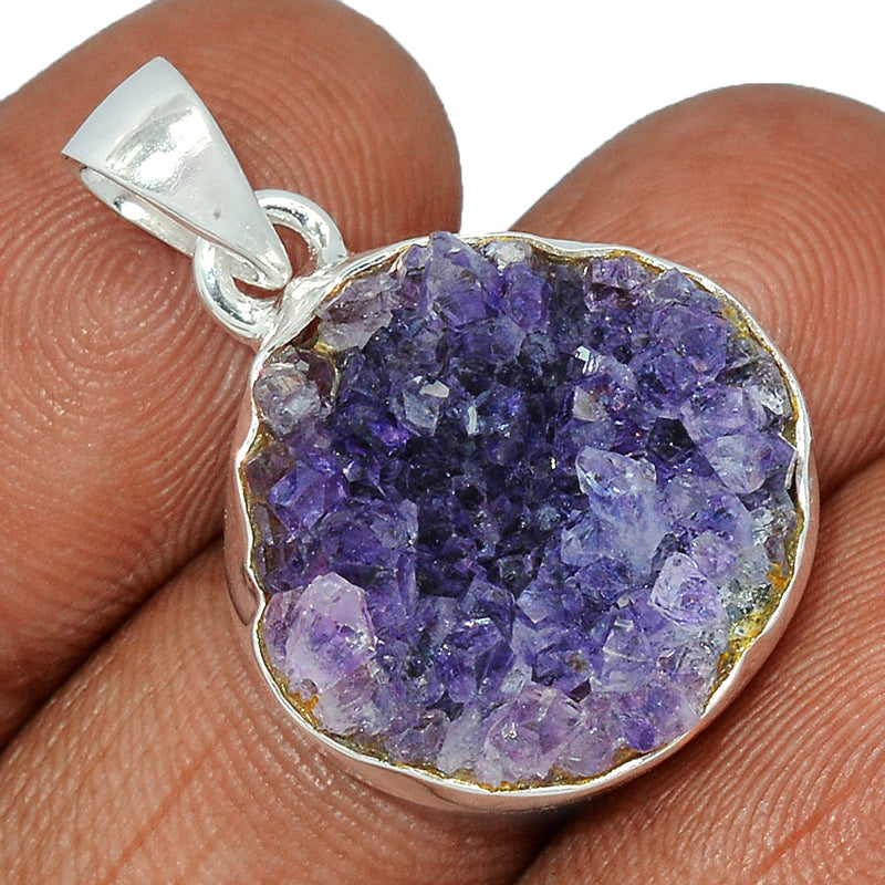 1.2" Amethyst Cluster Uruguay Druzy Pendants - AMDP1492