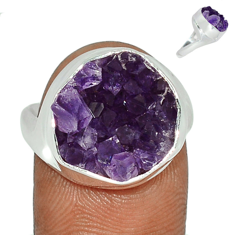 Solid - Amethyst Cluster Uruguay Druzy Ring - AMDR1029