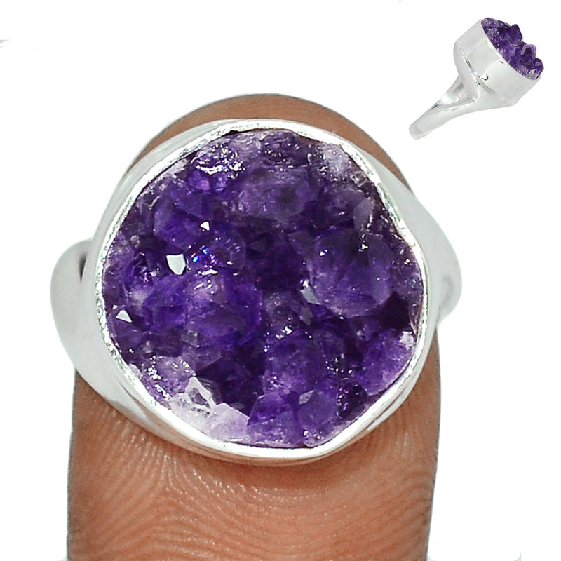 Solid - Amethyst Cluster Uruguay Druzy Ring - AMDR1031