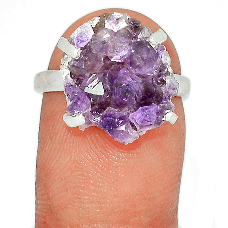 Claw - Amethyst Cluster Uruguay Druzy Ring - AMDR1042