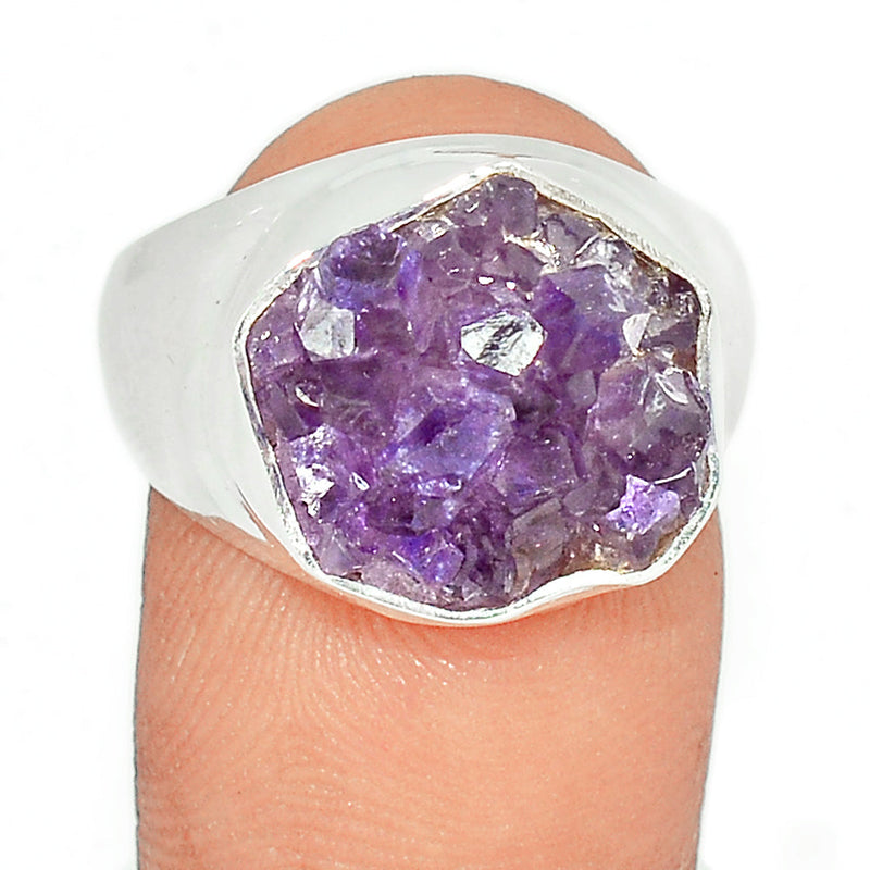 Solid - Amethyst Cluster Uruguay Druzy Ring - AMDR1043