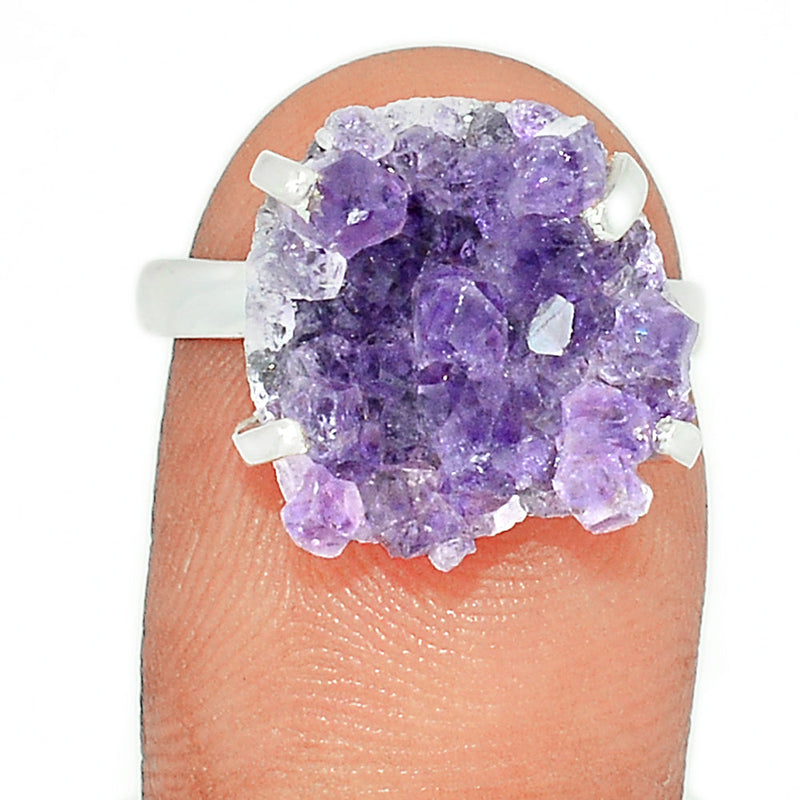 Solid - Amethyst Cluster Uruguay Druzy Ring - AMDR1044