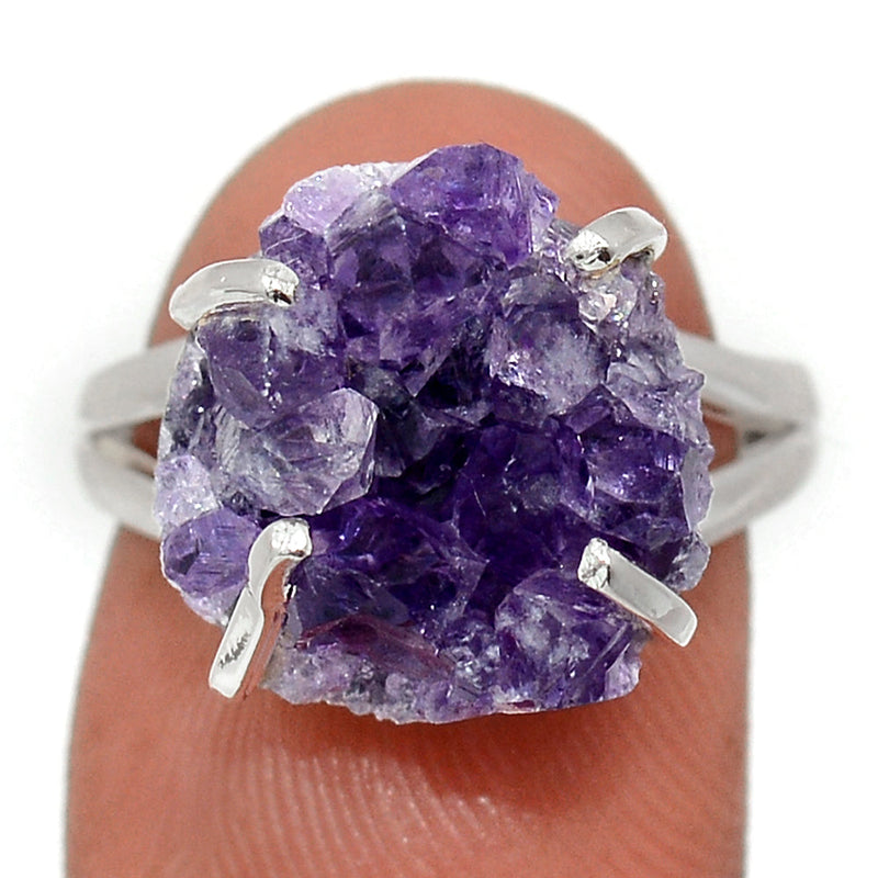 Claw - Amethyst Cluster Uruguay Druzy Ring - AMDR1089