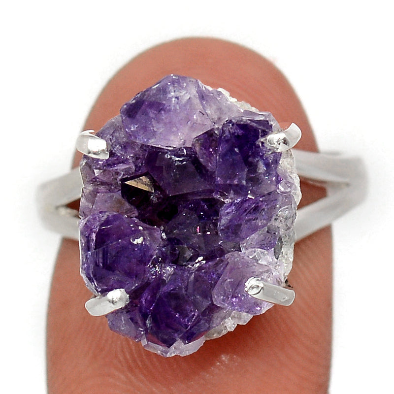 Claw - Amethyst Cluster Uruguay Druzy Ring - AMDR1103